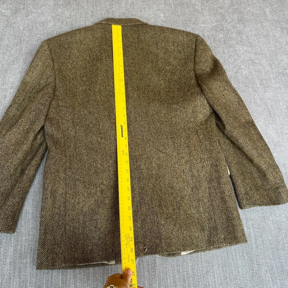 Today's Man Blazer Jacket Mens 38S Brown Lambs Wool Tweed Single Breasted Career
